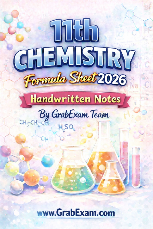 Class 11th Chemistry Formula Sheet 2026 [Pdf]